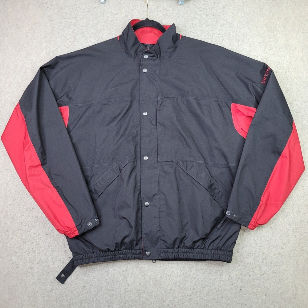 FootJoy DryJoys Golf Jacket Mens Large Black Red Full Zip Performance Vented